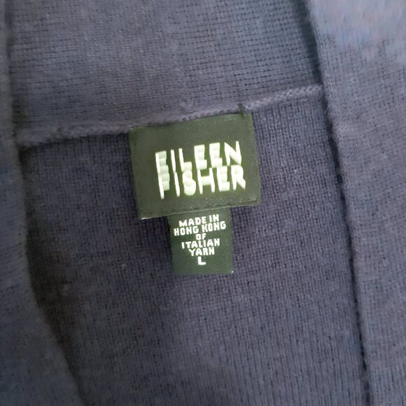 Eileen Fisher Longline Cardigan – Dark Blue Merino Wool, Women’s Large - Picture 2 of 5